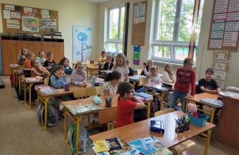 Uczniowie podczas warsztatow z zakresu  profilaktyki uzalez.behawioralnych