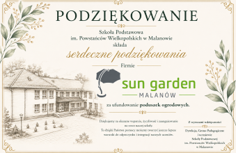 podziekowanie dla Sun Garden